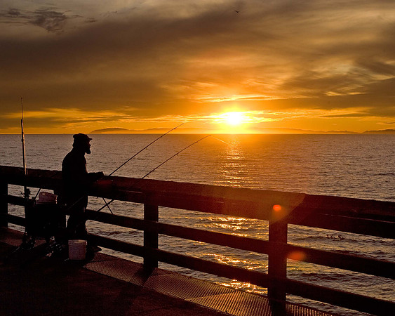 Pier Fisherman at Sunset